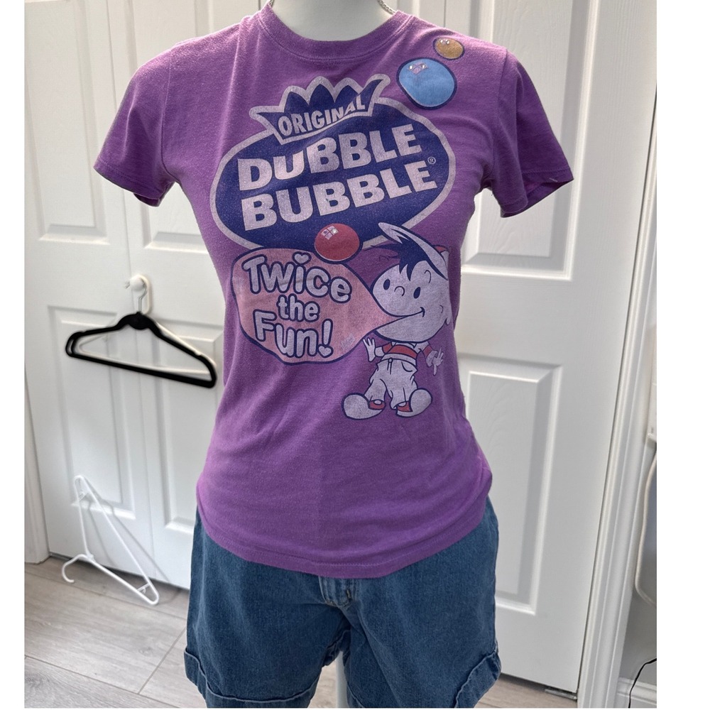 Y2K Garan-Tees Dubble Bubble Gum Purple T Shirt Womens small Retro Promo